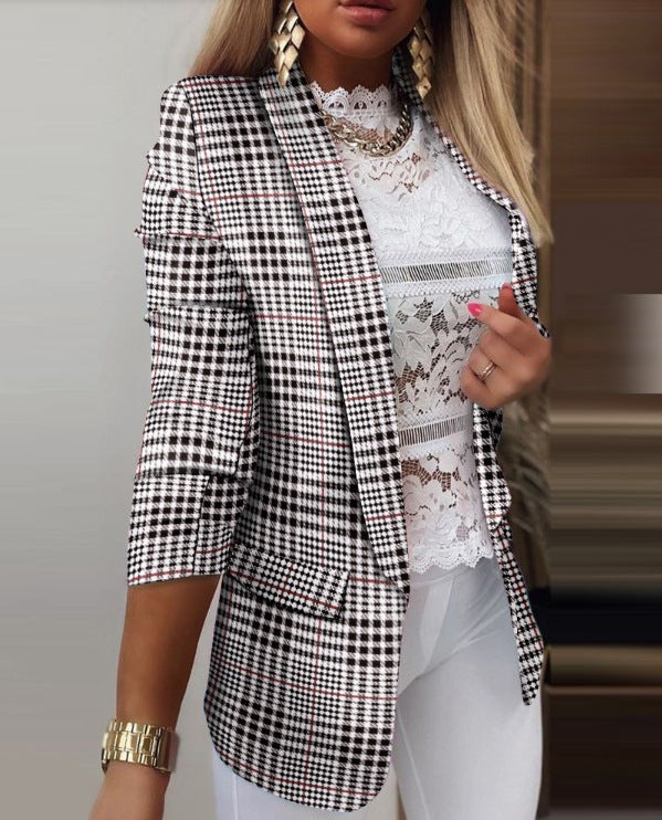 New European and American fashion lapel slim cardigan temperament suit jacket women