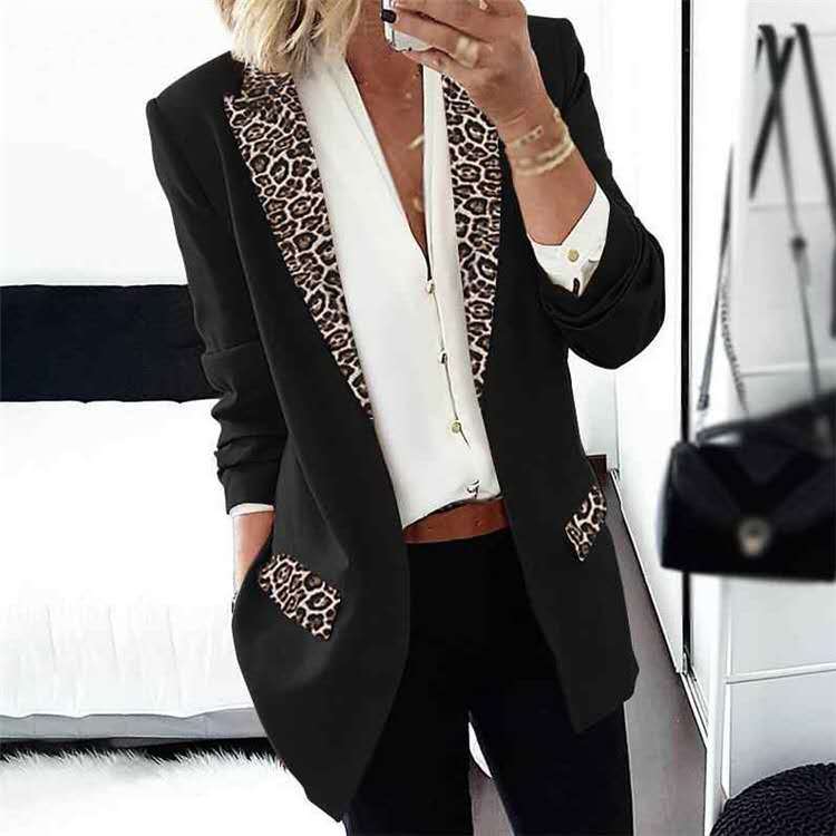 New European and American fashion lapel slim cardigan temperament suit jacket women