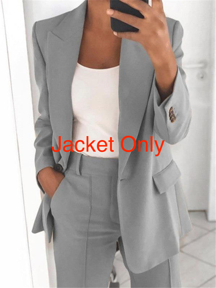 New European and American fashion lapel slim cardigan temperament suit jacket women