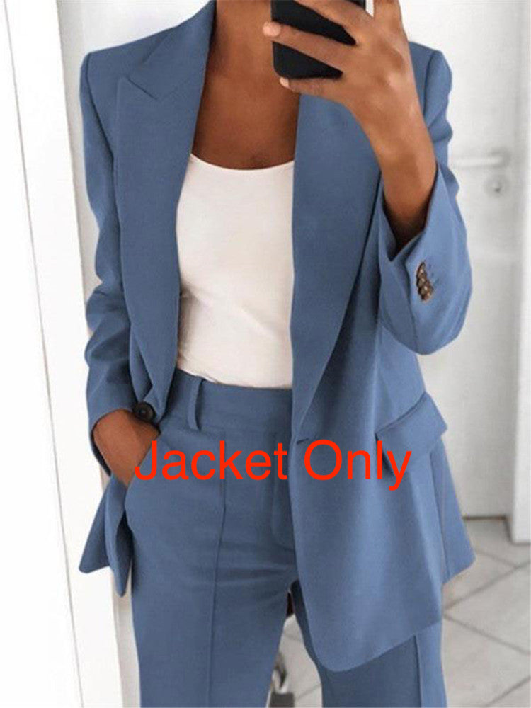 New European and American fashion lapel slim cardigan temperament suit jacket women