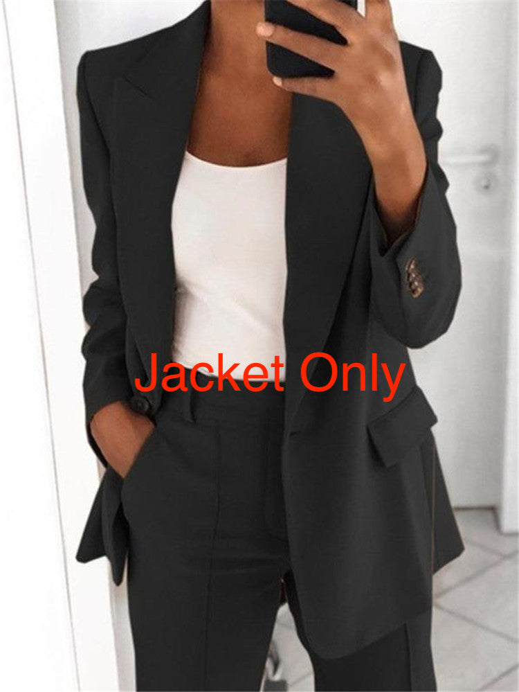 New European and American fashion lapel slim cardigan temperament suit jacket women